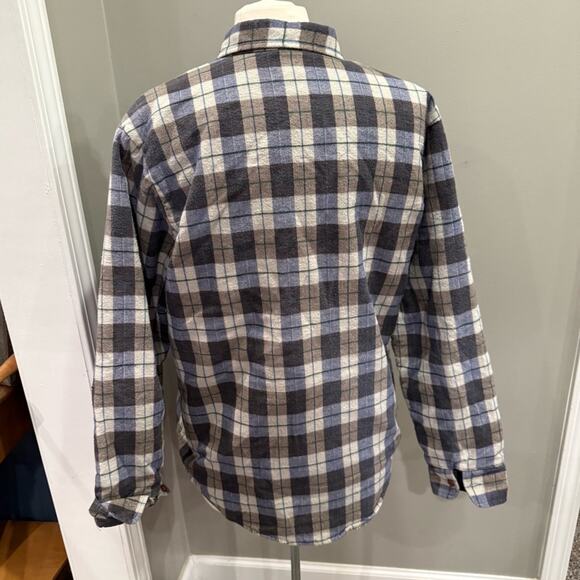 Vintage Flannel Plaid Button Down Chore Shirt Jacket Quilted Mens Med Workwear - Picture 4 of 13